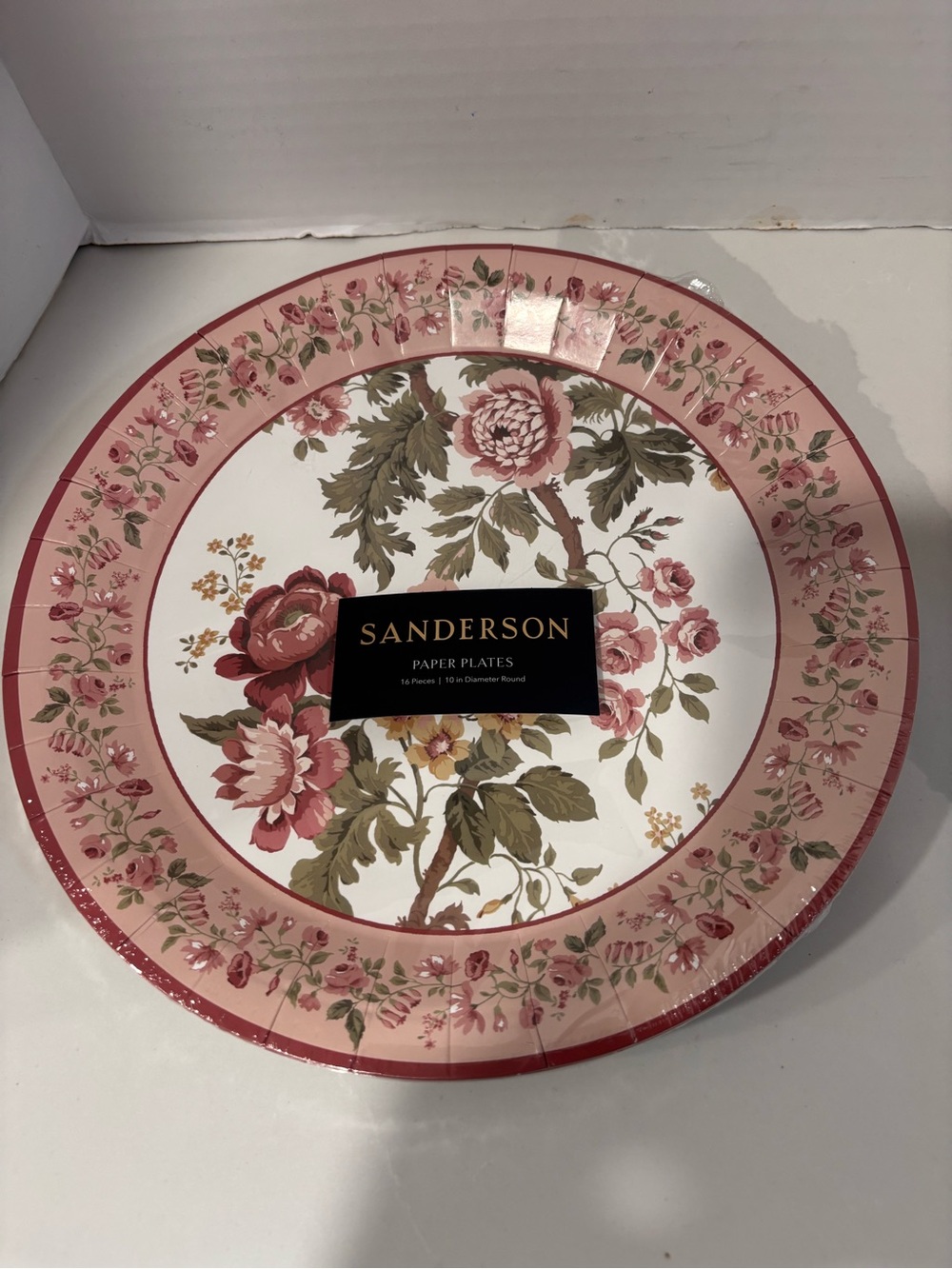 Sanderson Pink Floral Paper Plates - Elegant Garden Pattern 10” Plates (2)